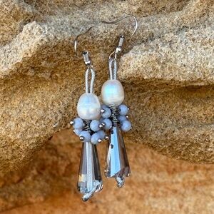 Elegant Silver and White Dangle Earrings